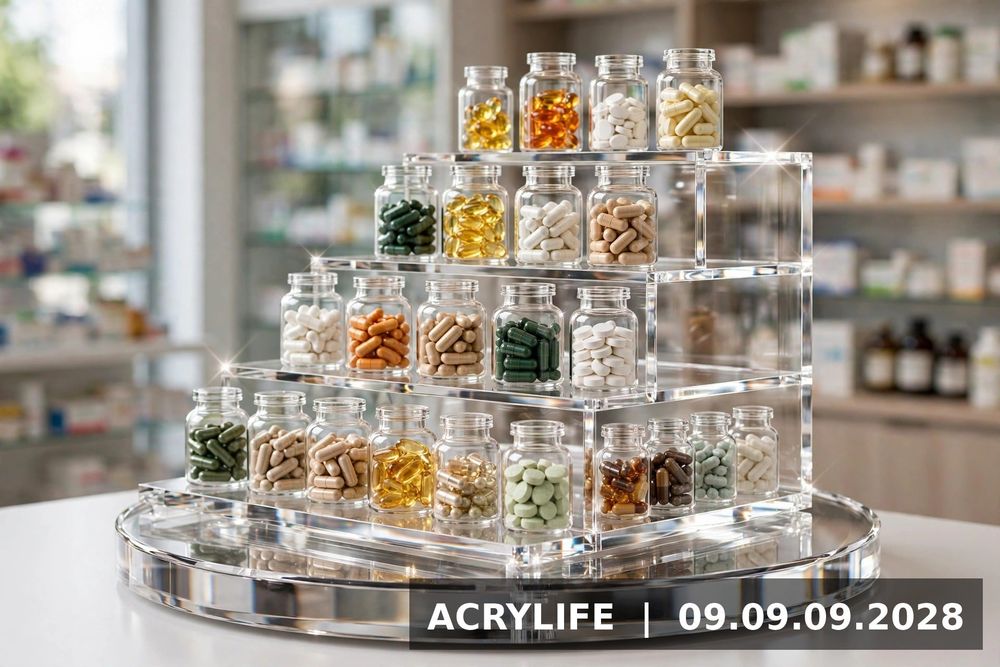 Các mẫu kệ mica trưng bày thuốc đẹp cho nhà thuốc
