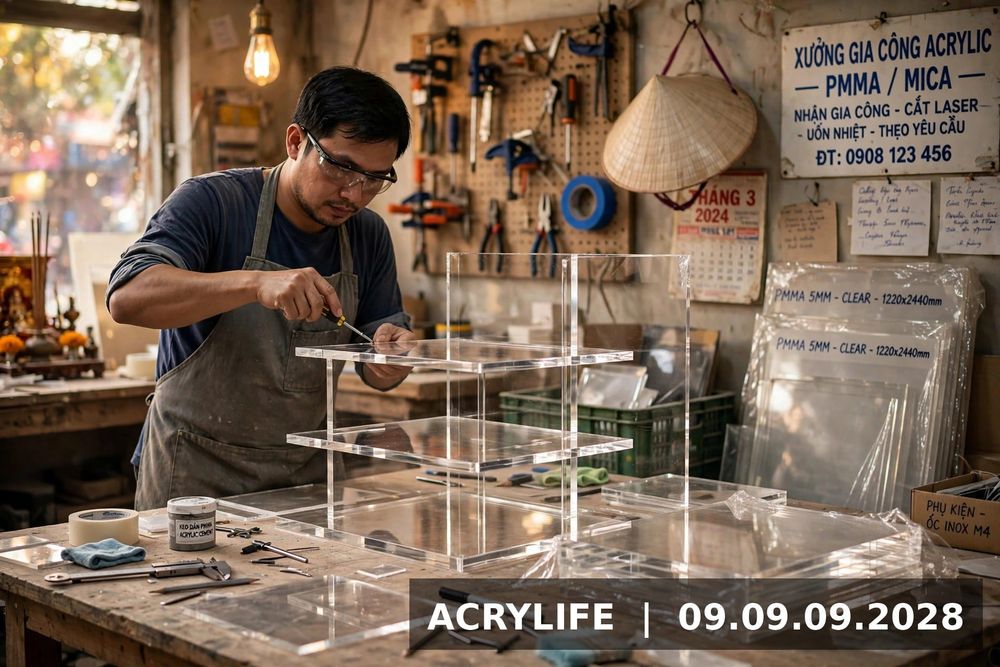 Chiếc kệ mica đầu tiên của xưởng Acrylife