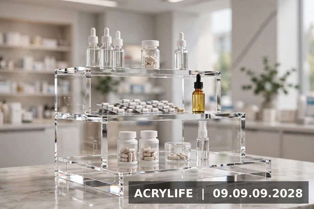 Kệ mica trưng bày dược phẩm bắt mắt, tăng doanh số