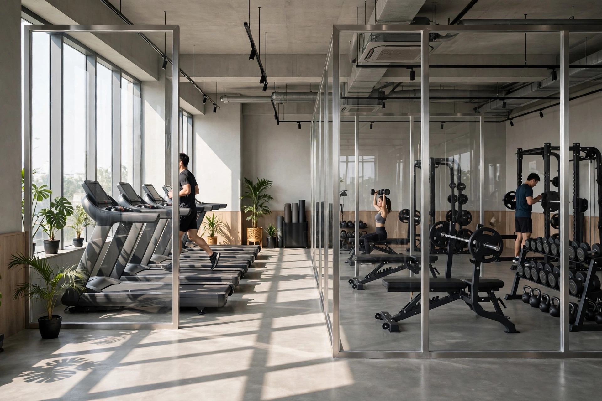 Vách ngăn mica cho phòng gym, phòng tập: riêng tư mà vẫn thoáng