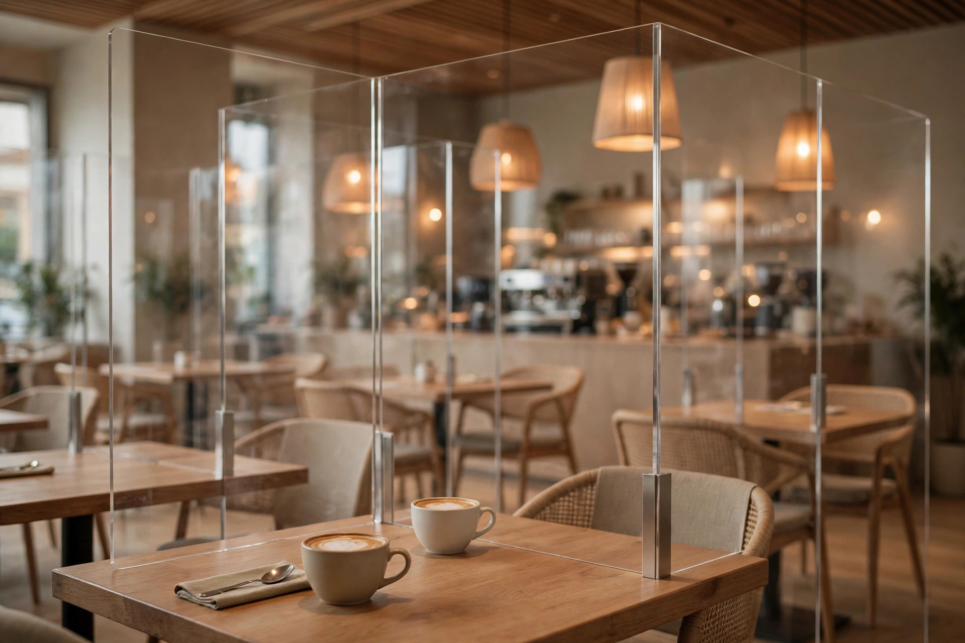 Vách ngăn mica cho quầy bar, quán cafe: riêng tư mà vẫn nhìn thấy nhau