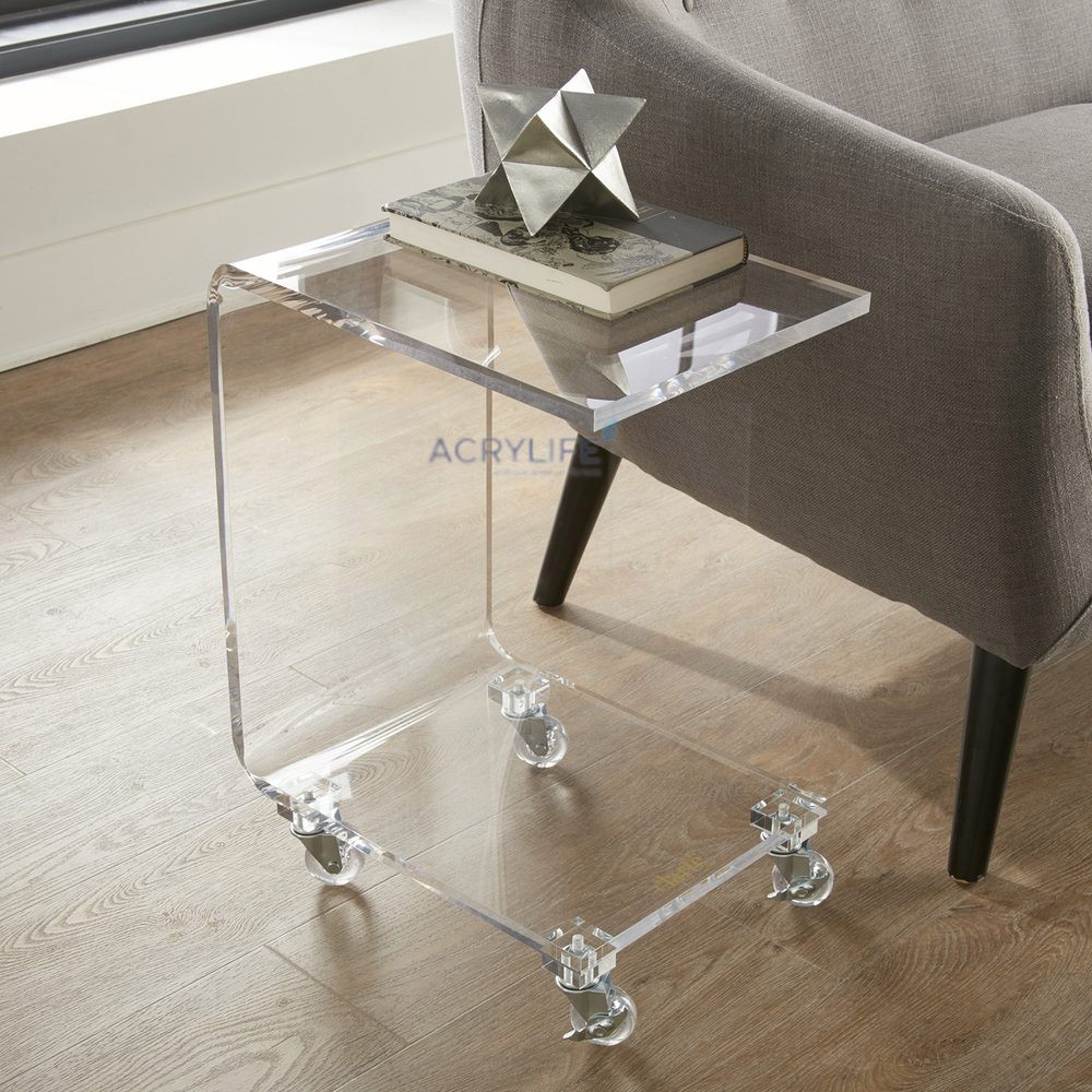 Bàn C-Mica Acrylife Có Bánh Xe – Clarte Acrylic Rolling C-Table with Wheels
