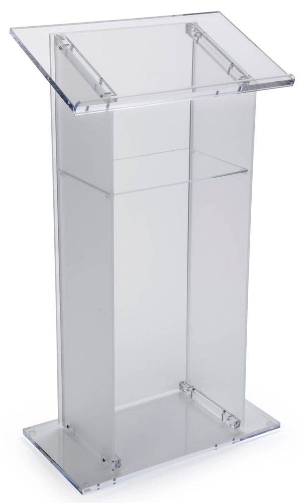 Bục giảng mica Acrylife mờ có kệ bên trong – podium hiện đại