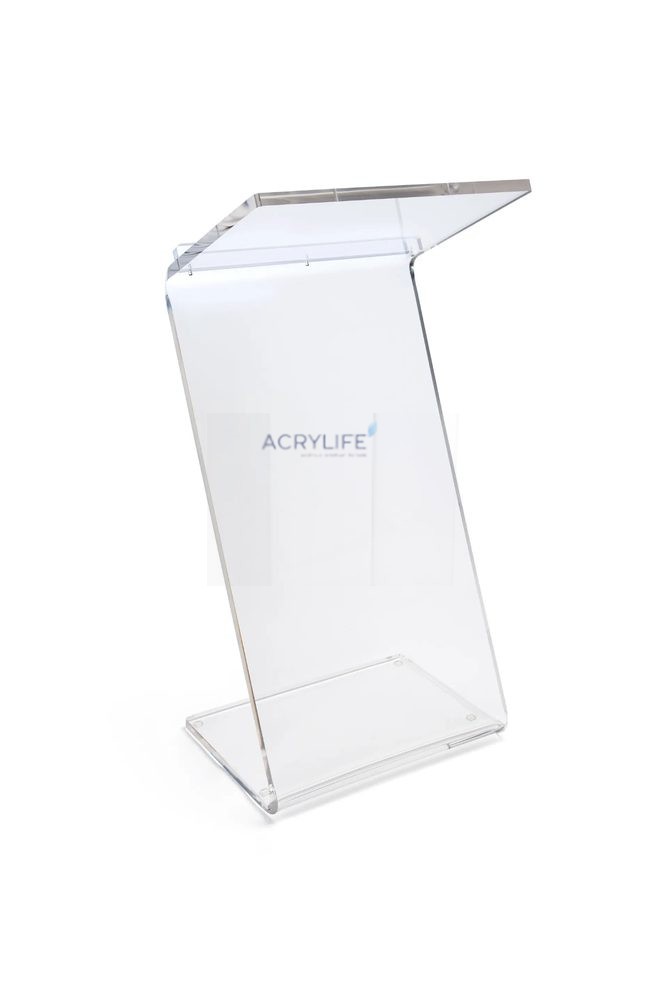 Bục phát biểu mica Acrylife dáng chữ Z – có gờ chặn, phù hợp cho tài liệu và laptop