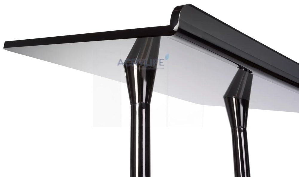 Bục phát biểu mica Acrylife trụ thép, mặt đọc màu xám khói ảnh 3