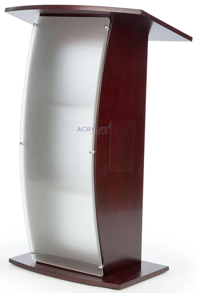 Bục phát biểu mica Acrylife mờ – veneer gỗ màu gụ