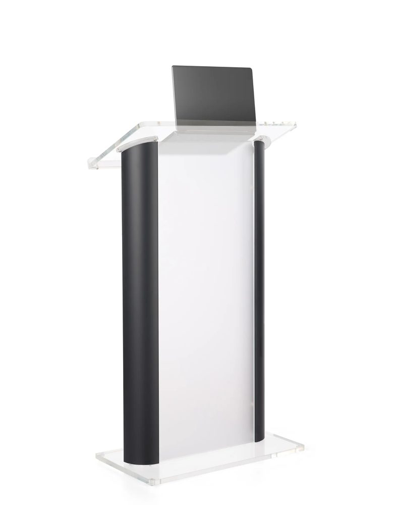 Bục phát biểu mica Acrylife đen – mặt trước mica mờ