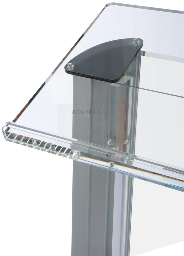 Bục phát biểu mica Acrylife – khung nhôm, mặt trước mica mờ (màu bạc) ảnh 2