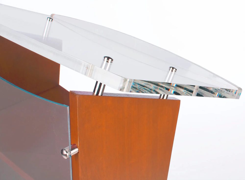 Bục phát biểu mica Acrylife gỗ – mặt trước mica mờ & mặt đọc rộng ảnh 3
