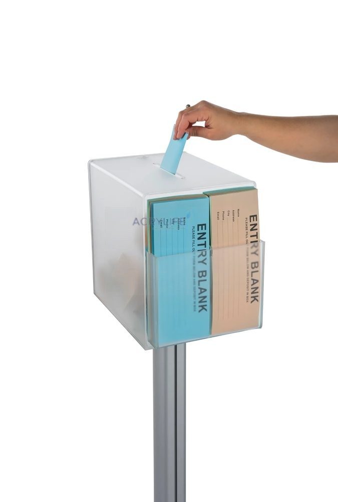 Hộp Góp Ý Đứng Mica Acrylife Kèm Khóa – Ngăn Tài Liệu Bên – 30 × 25 × 25 cm ảnh 3
