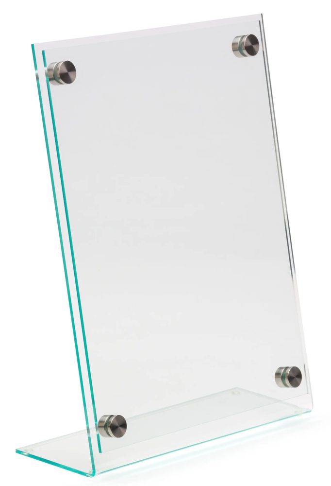 Kệ Menu Mica Acrylife Để Bàn – 22 × 28 cm – Lưng Nghiêng – Nạp Bên Hông