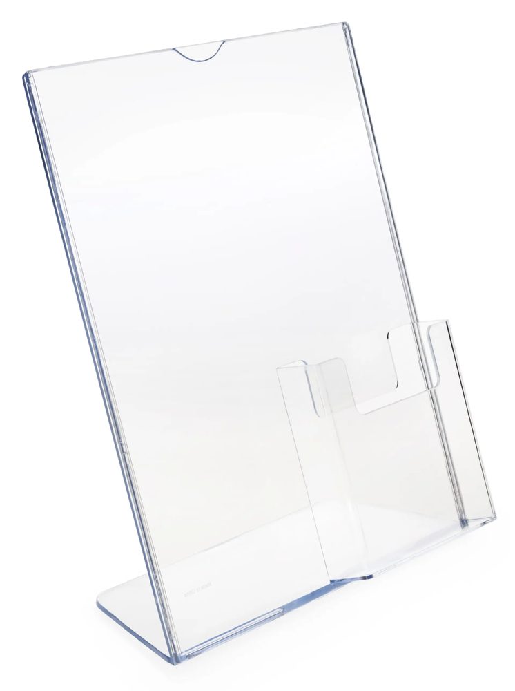Kệ Menu Mica Acrylife Để Bàn – 22 × 28 cm – Lưng Nghiêng – Ngăn Đựng Brochure 10 cm ảnh 2