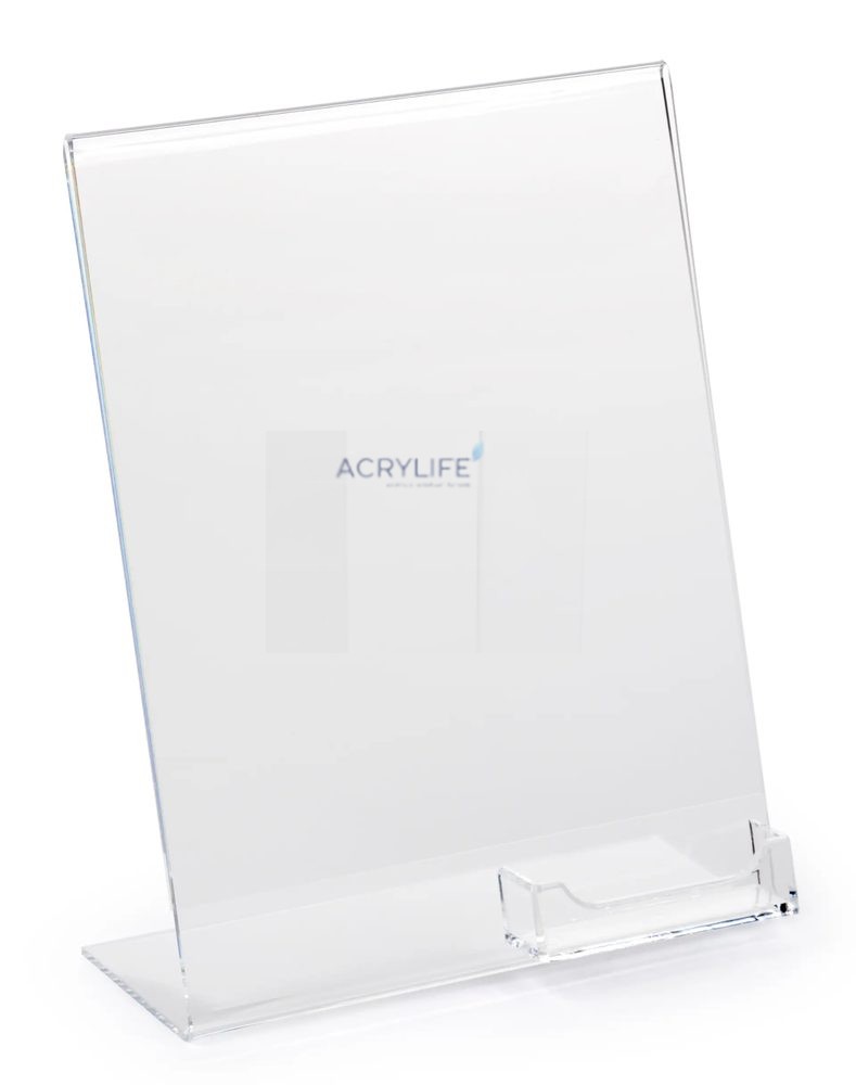 Kệ Menu Mica Acrylife Để Bàn – 22 × 28 cm – Lưng Nghiêng – Ngăn Name Card ảnh 2