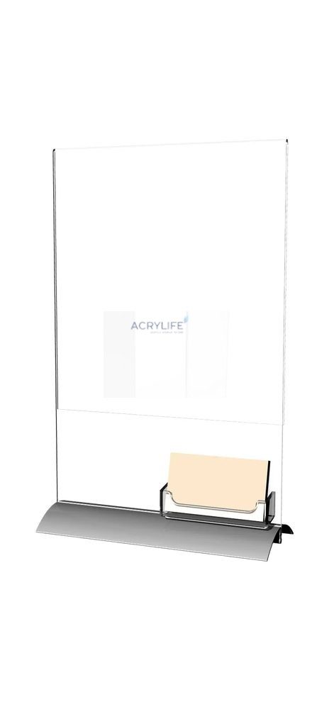 Kệ Menu Mica Acrylife Để Bàn – 22 × 28 cm – Ngăn Name Card – Đế Nhôm Snap ảnh 2