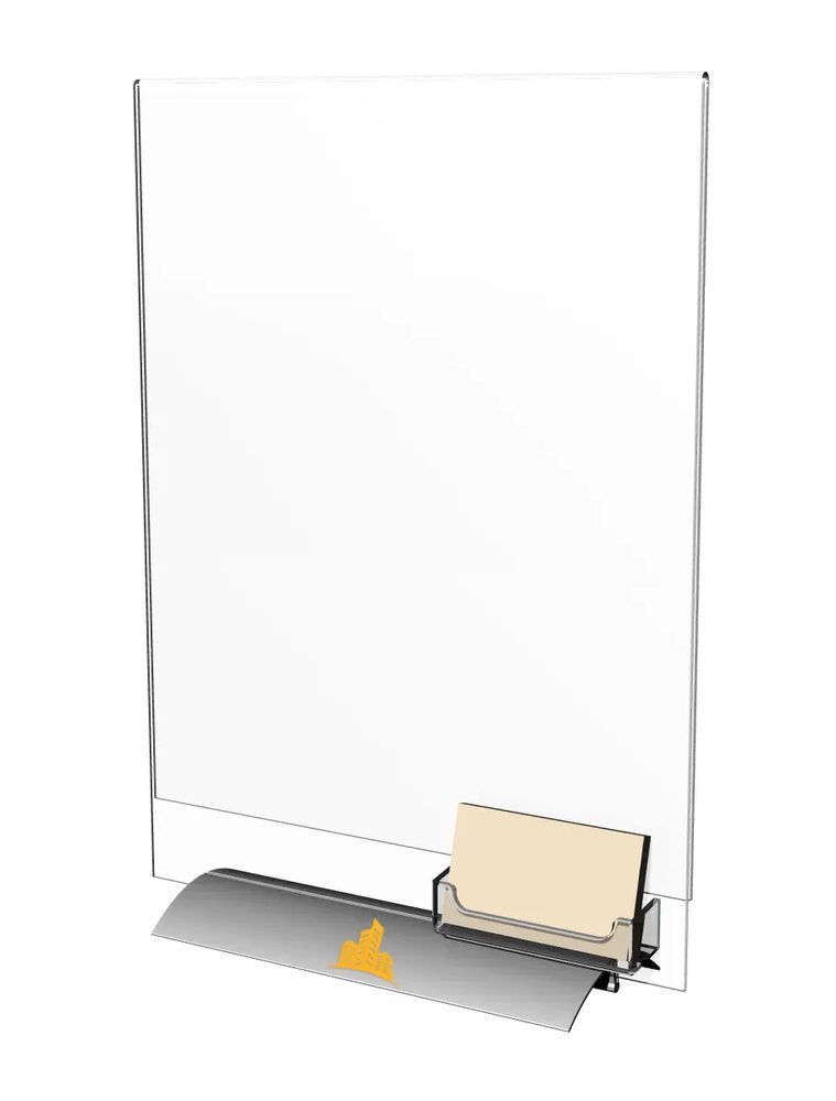 Kệ Menu Mica Acrylife Để Bàn – 28 × 36 cm – Ngăn Name Card – In Logo Tùy Chỉnh – Đế Snap Bạc ảnh 2