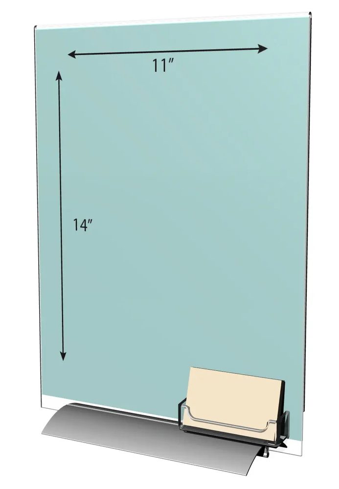 Kệ Menu Mica Acrylife Để Bàn – 28 × 36 cm – Ngăn Name Card – In Logo Tùy Chỉnh – Đế Snap Bạc ảnh 3