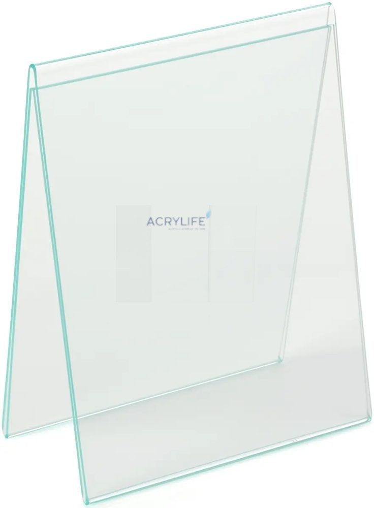 Kệ Menu Mica Acrylife Để Bàn – Hai Mặt – Side Insert – Viền Xanh Lá – Trong Suốt ảnh 2