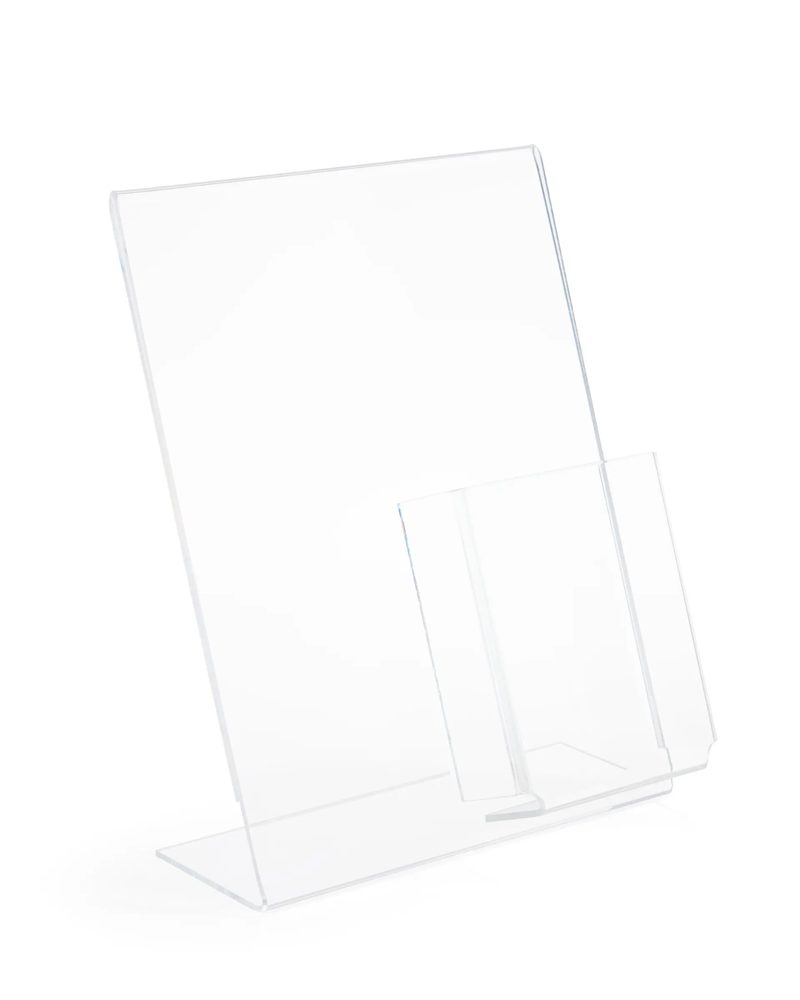Kệ Menu Mica Acrylife Để Bàn – Slant Back – Kèm Ngăn Brochure – Trong Suốt ảnh 2