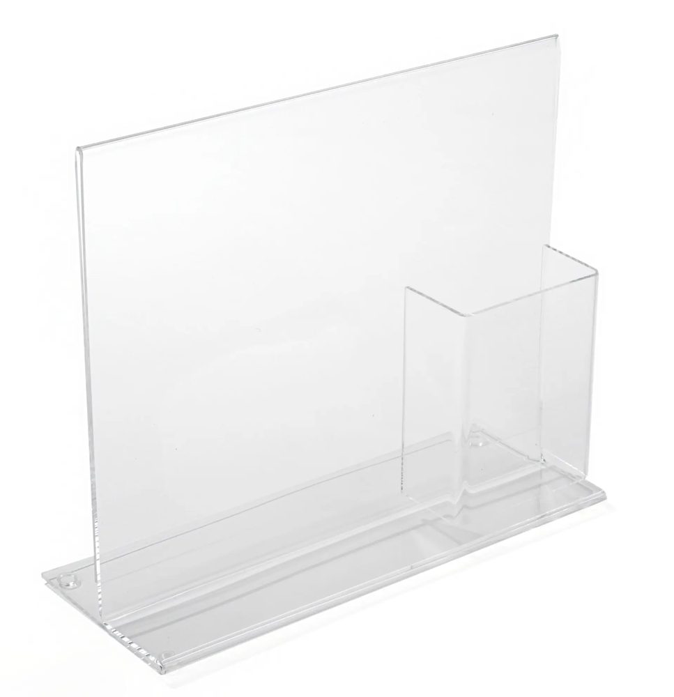 Kệ Menu Mica Acrylife Để Bàn – T-Style – Kèm Ngăn Brochure – Trong Suốt ảnh 2