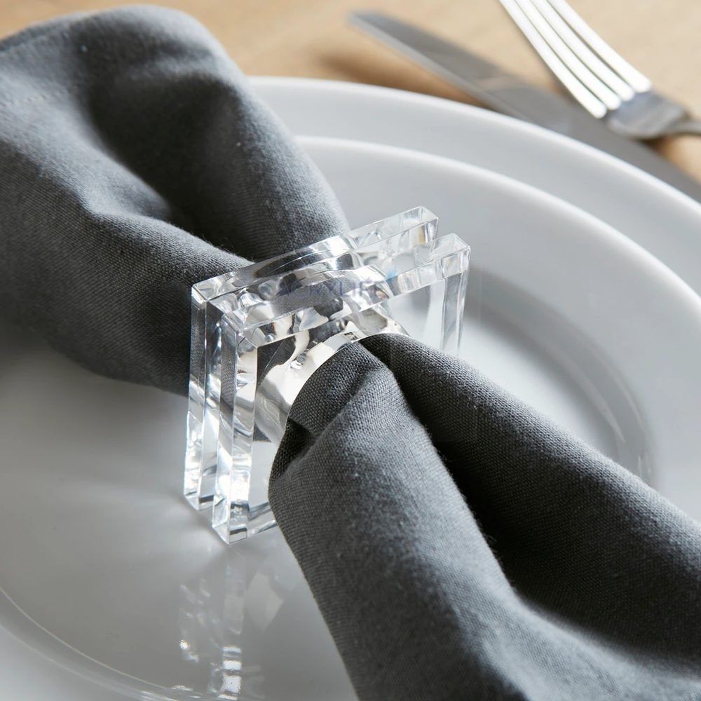 Vòng đeo khăn Mica Acrylife hình vuông - Square Napkin Rings NB23 ảnh 3